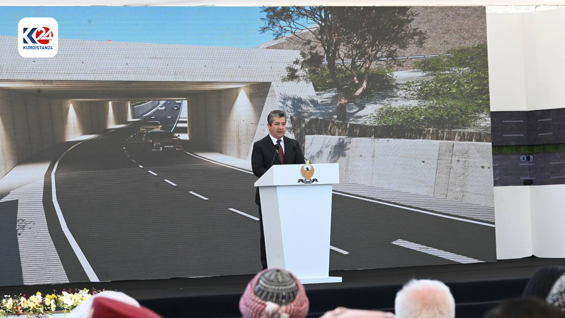 سەرۆکوەزیران مەسرور بارزانی لە رێوڕەسمی دانانی بەردی بناغەی ڕێگەی باعەدرێ-ئێتیت